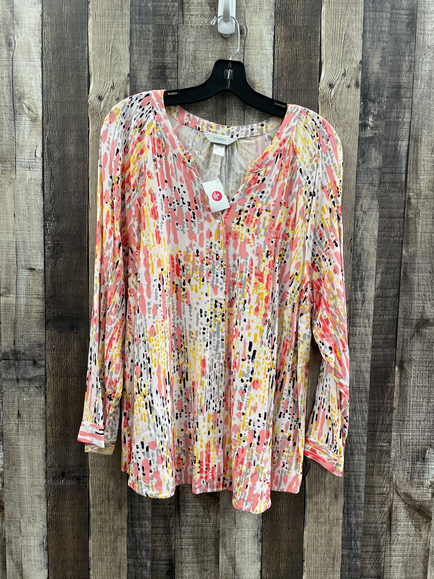 Top Long Sleeve By Cj Banks In Floral Print, Size: 1x