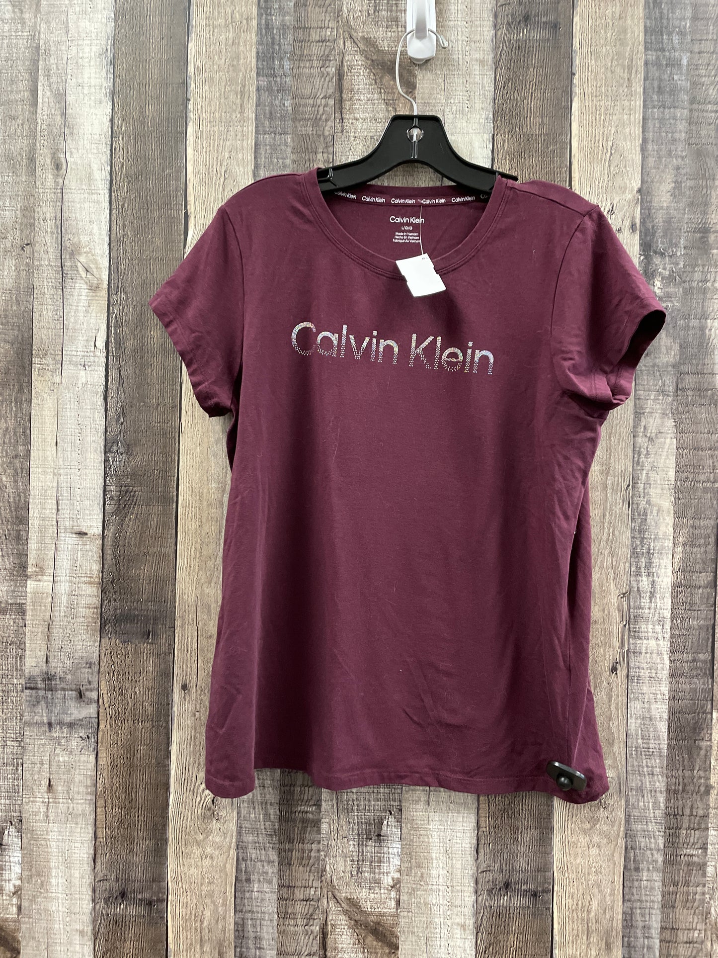 Top Short Sleeve By Calvin Klein In Red, Size: L