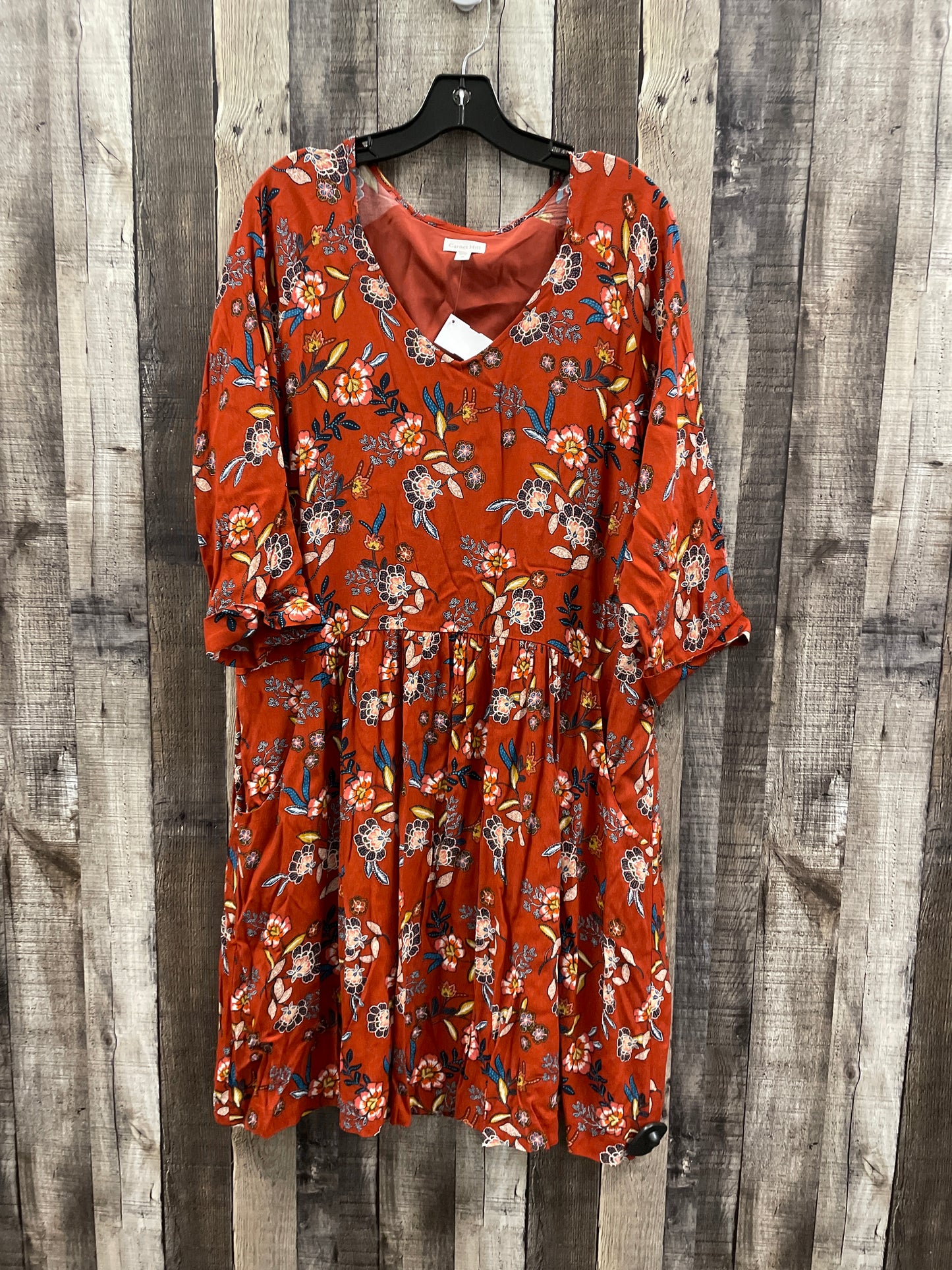 Dress Casual Midi By Garnet Hill In Orange, Size: Xl