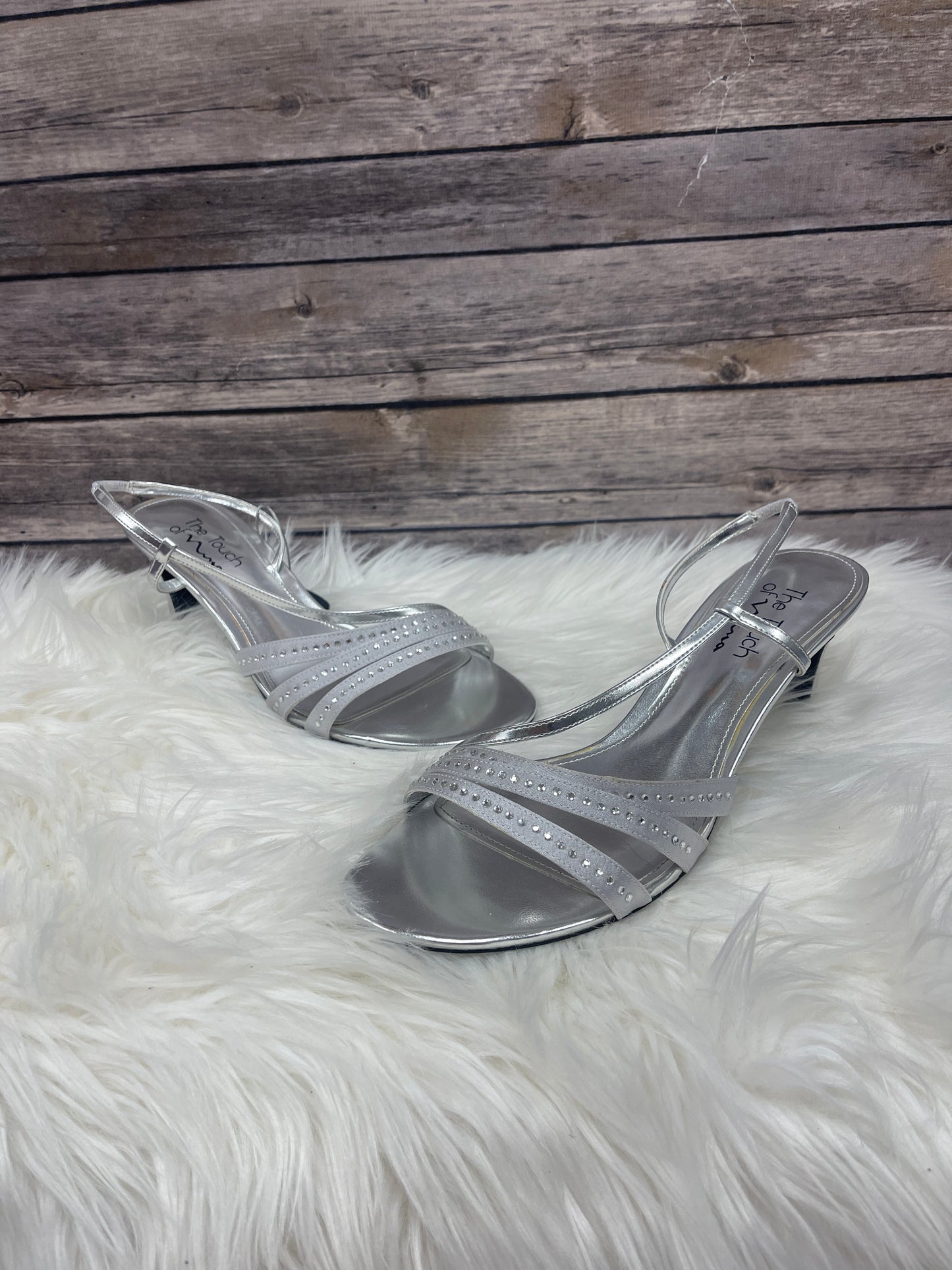 Sandals Heels Block By Nina In Silver, Size: 8.5