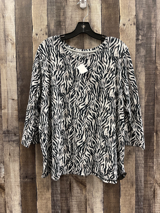 Top 3/4 Sleeve By Hannah In Zebra Print, Size: 2x