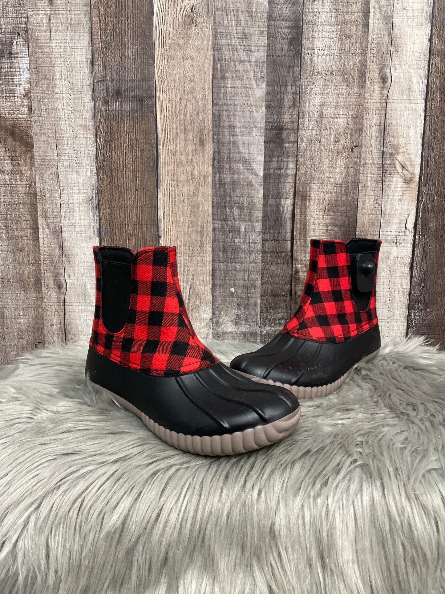 Boots Rain By Simply Southern In Plaid Pattern, Size: 7