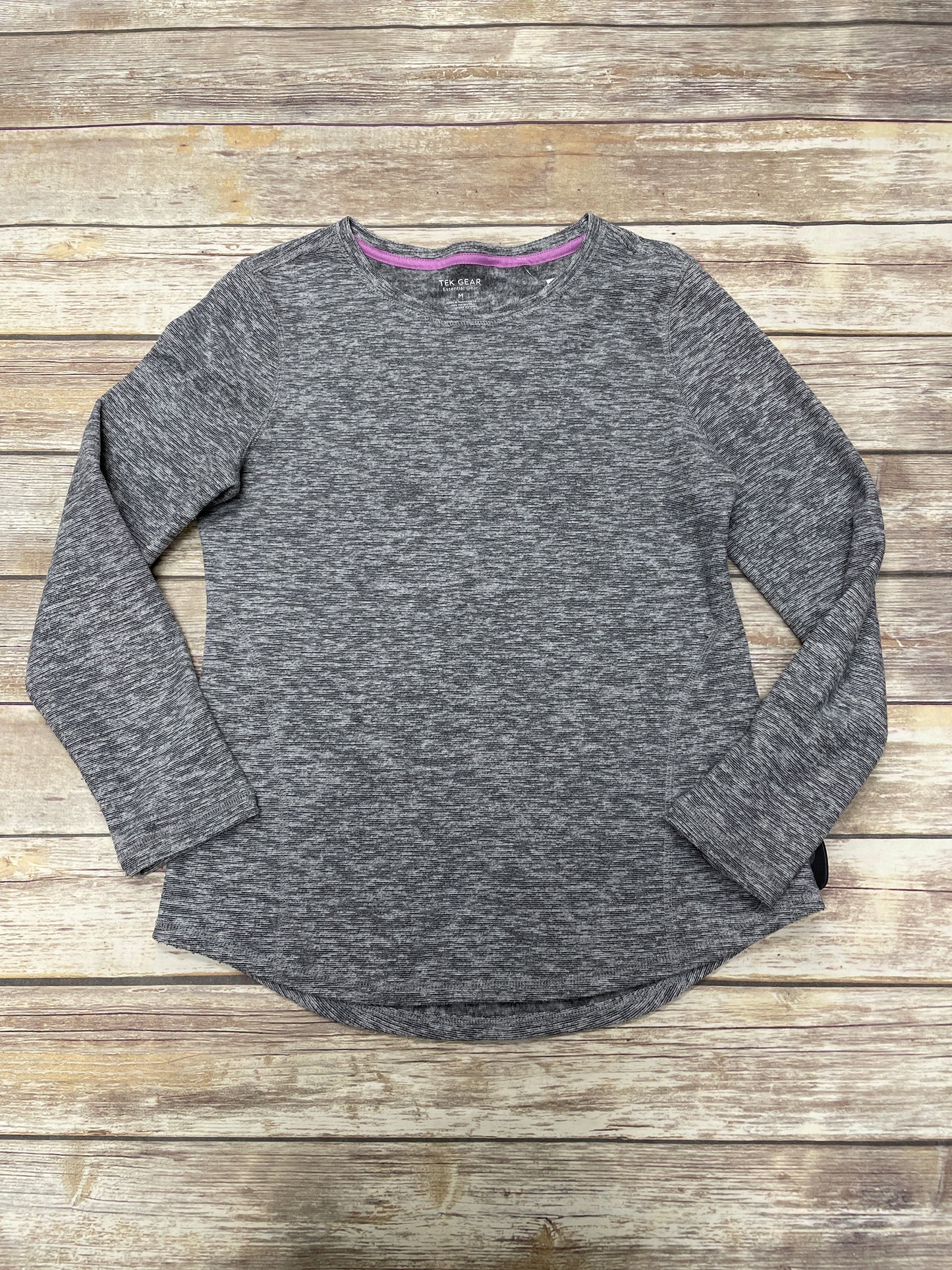 Athletic Top Long Sleeve Crewneck By Tek Gear In Grey, Size: M