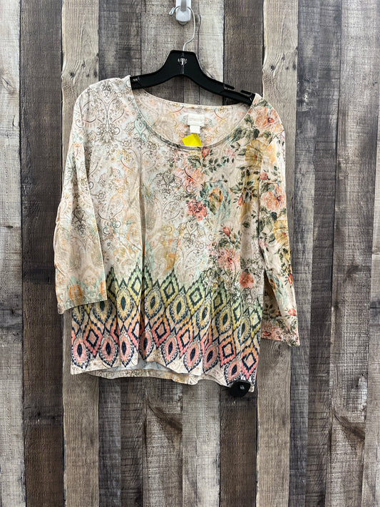 Top 3/4 Sleeve By Chicos In Multi-colored, Size: L