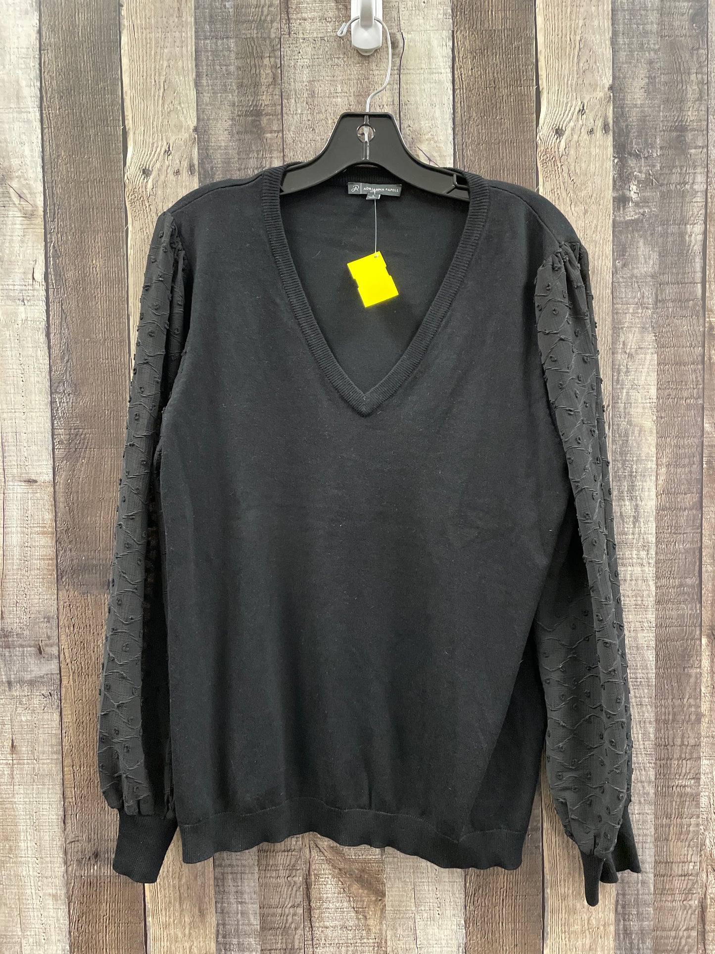 Top Long Sleeve By Adrianna Papell In Black, Size: L