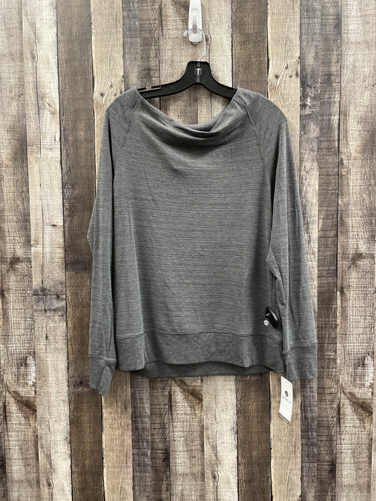 Athletic Top Long Sleeve Collar By Apana In Grey, Size: L