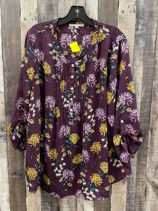 Blouse Long Sleeve By Daniel Rainn In Purple, Size: 2x