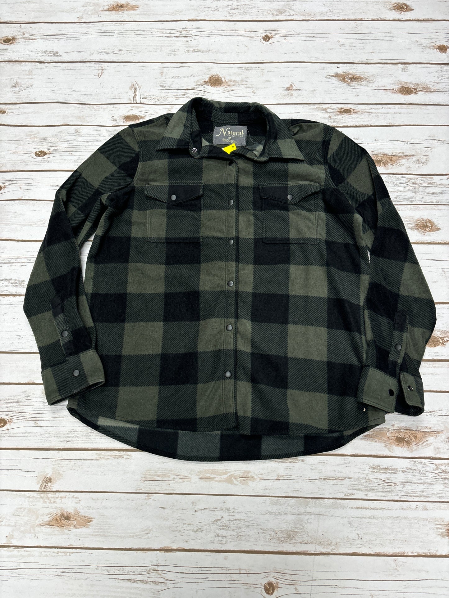 Top Long Sleeve By Natural Reflections In Plaid Pattern, Size: M