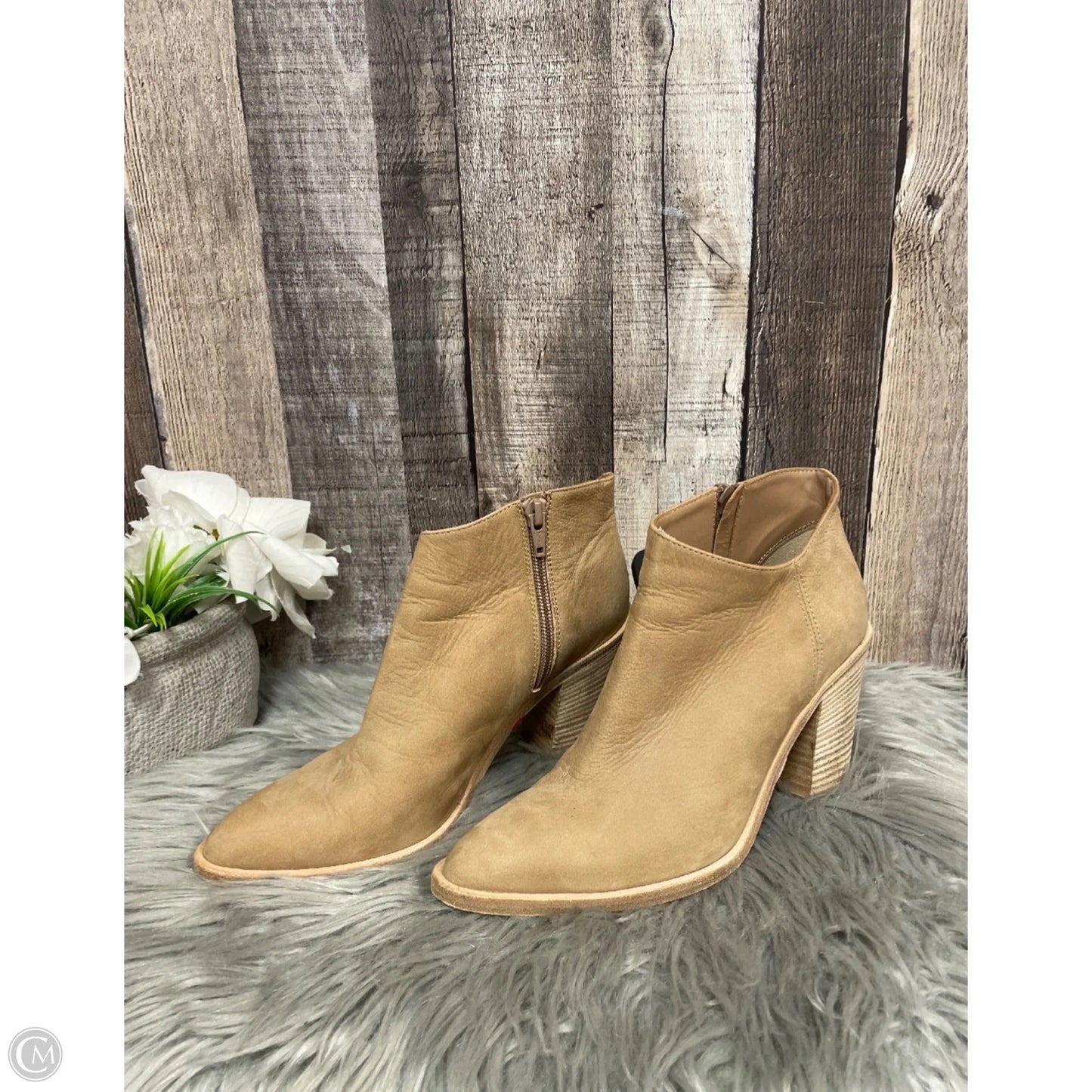 Boots Ankle Heels By Vince In Tan, Size: 8.5