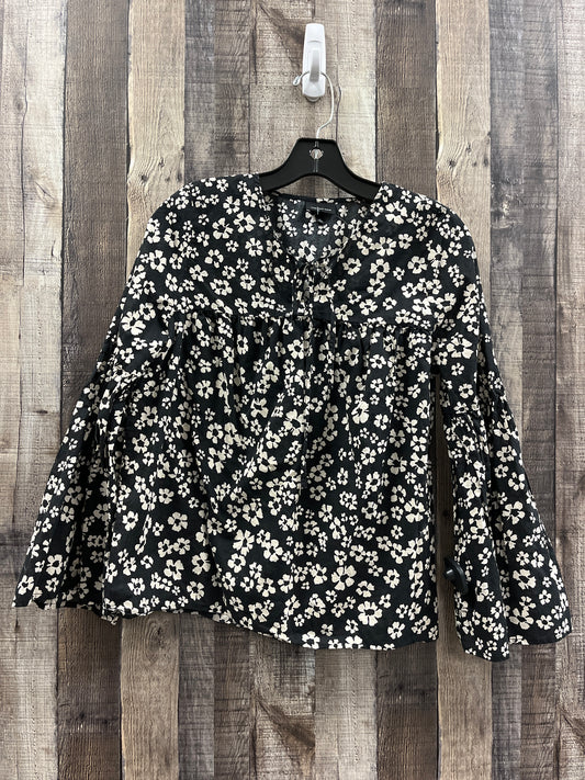 Top Long Sleeve By Who What Wear In Black & Cream, Size: S