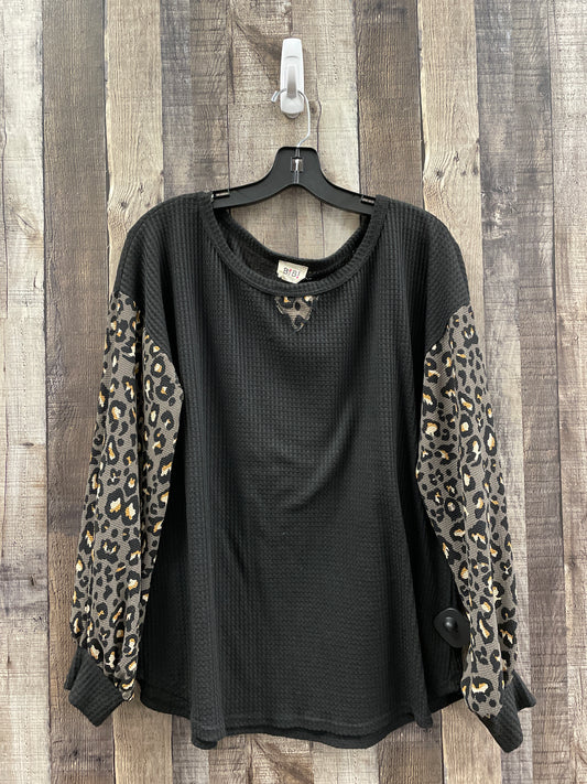 Top Long Sleeve By Bibi In Black, Size: L