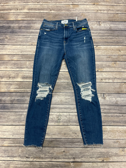 Jeans Skinny By Frame In Blue Denim, Size: 6