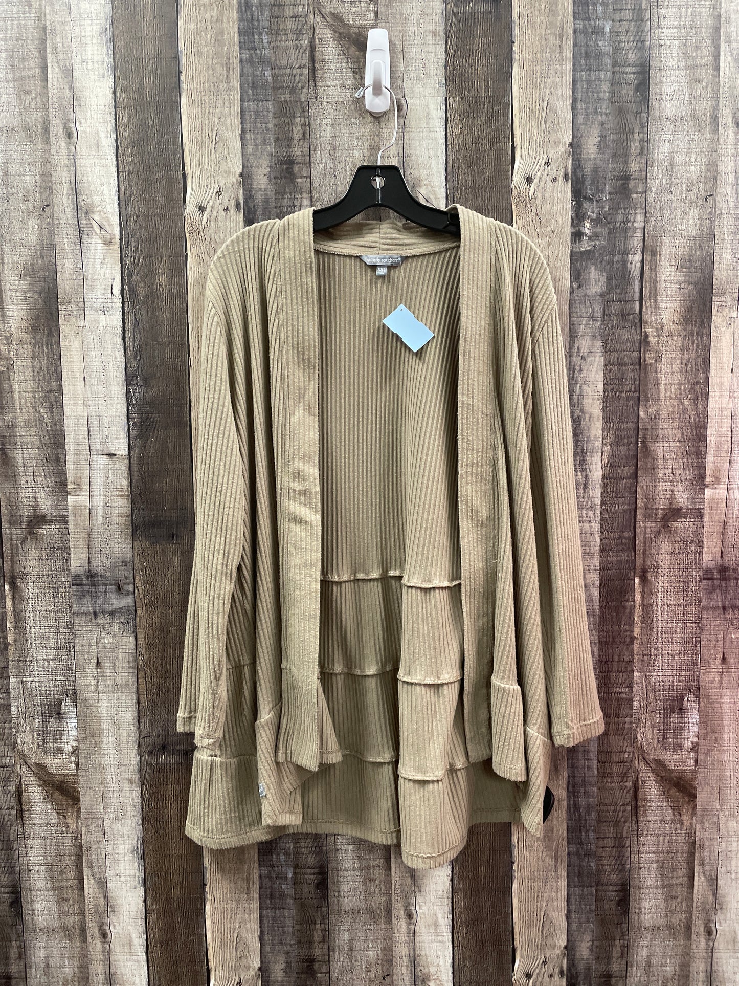 Cardigan By Simply Southern In Tan, Size: Xxl