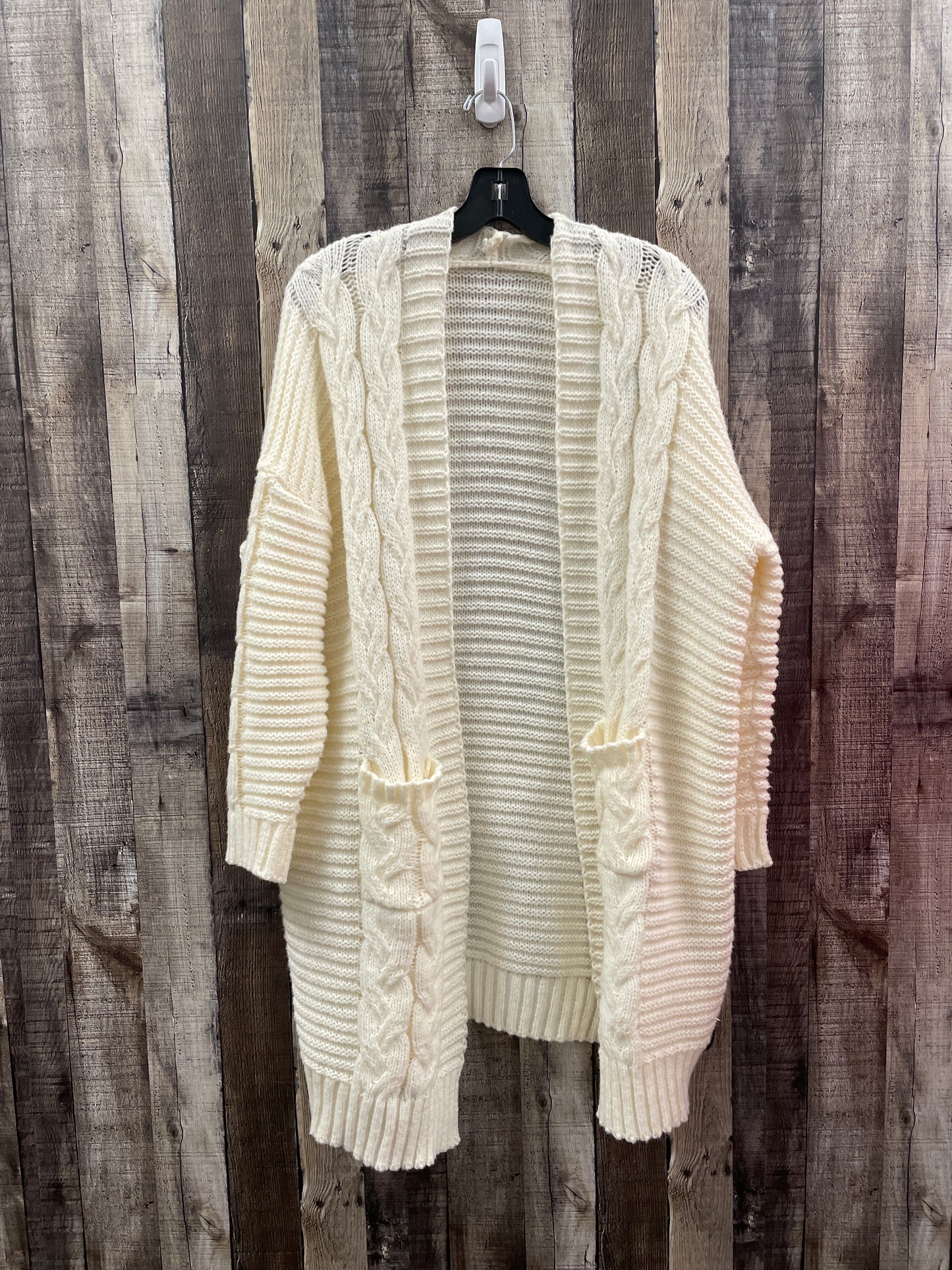 Sweater Cardigan By Shein In White, Size: 3x