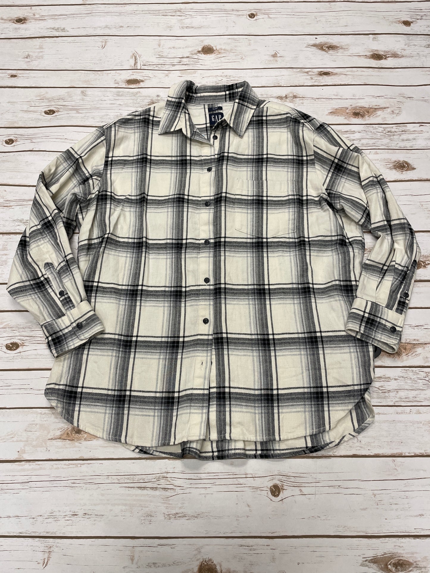 Top Long Sleeve By Gap In Plaid Pattern, Size: L