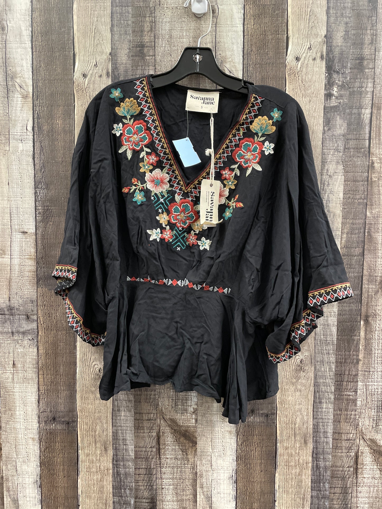 Top 3/4 Sleeve By Savanna Jane In Black, Size: S