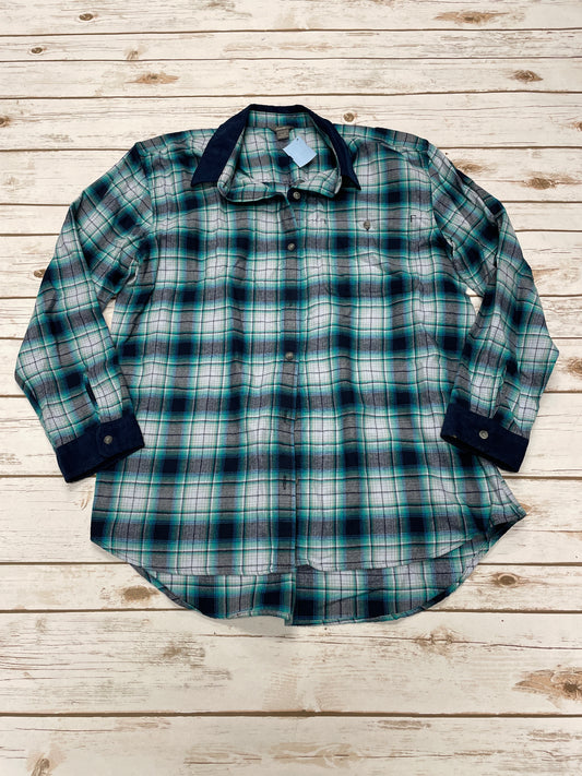 Top Long Sleeve By Eddie Bauer In Plaid Pattern, Size: L