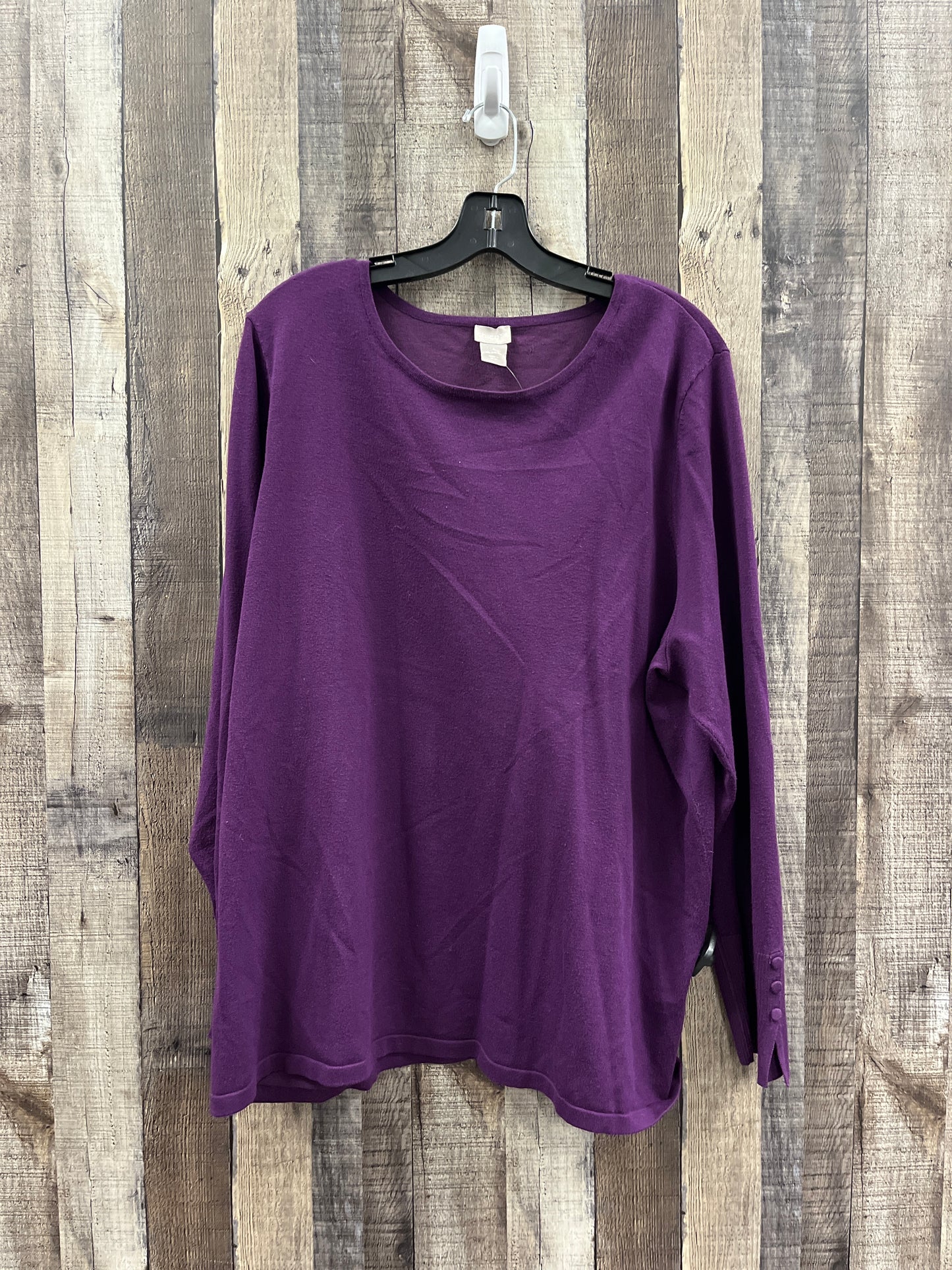 Top Long Sleeve By Chicos In Purple, Size: Xxl