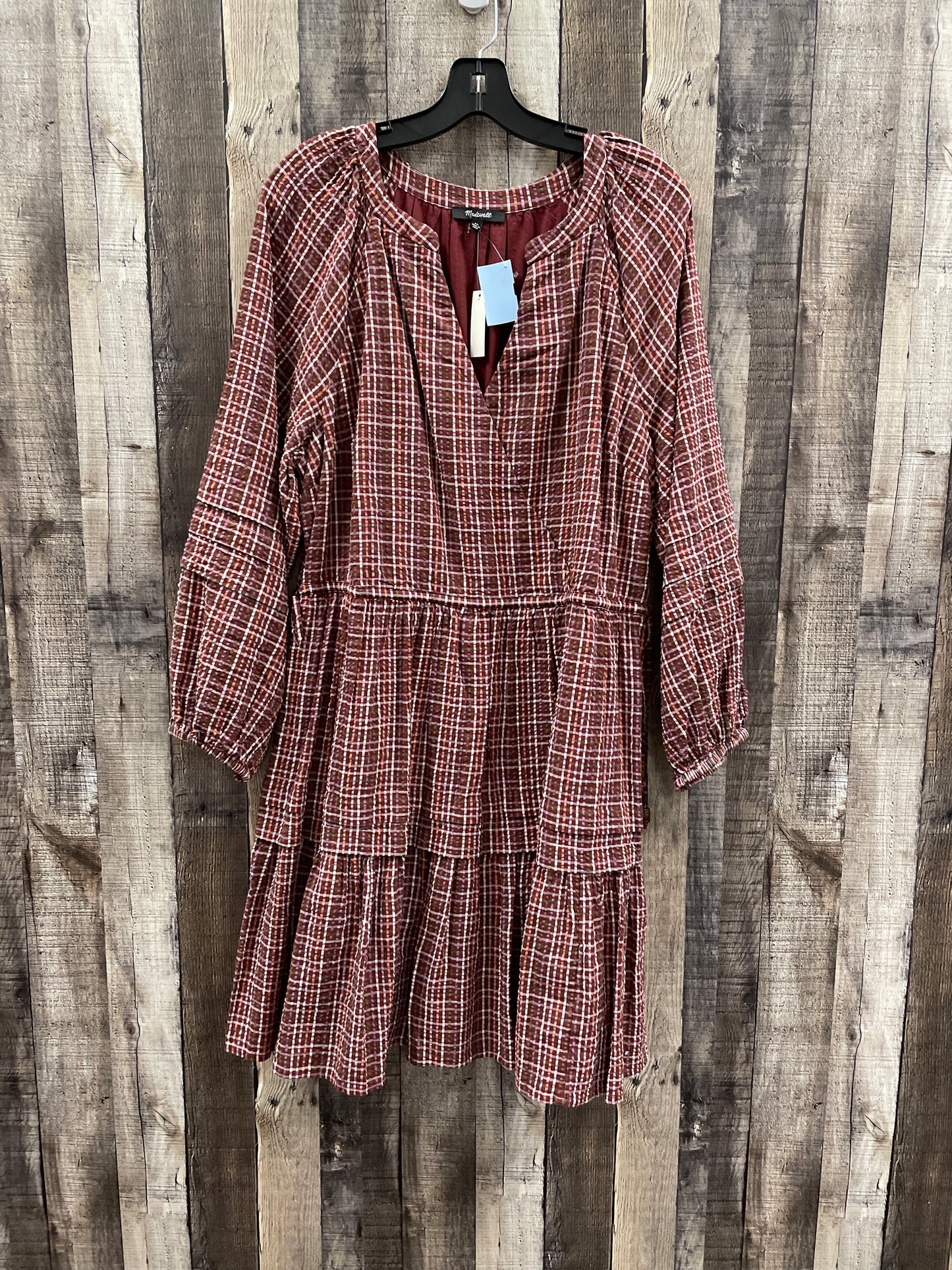 Dress Casual Midi By Madewell In Plaid Pattern, Size: Xl