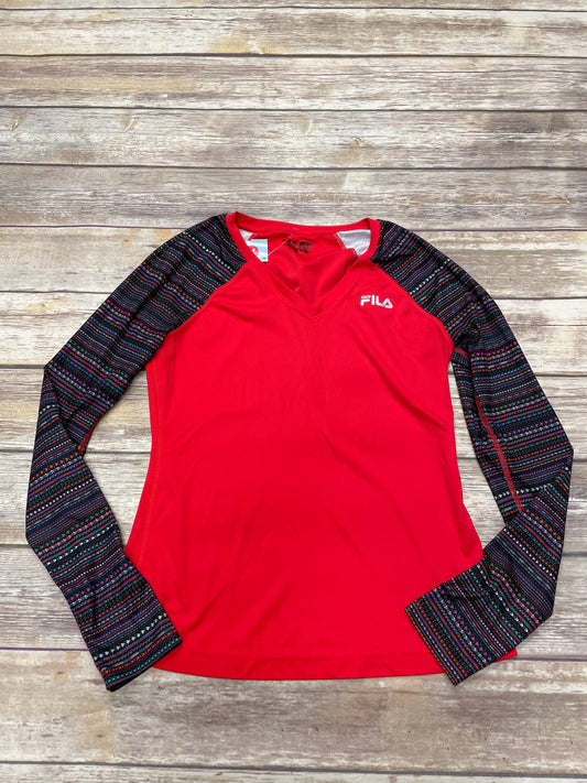 Athletic Top Long Sleeve Crewneck By Fila In Red, Size: S