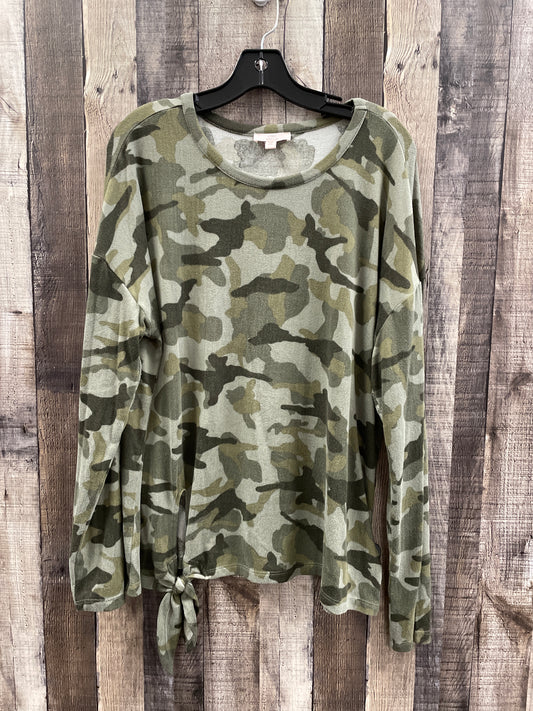 Top Long Sleeve By Como Vintage In Camouflage Print, Size: Xxl