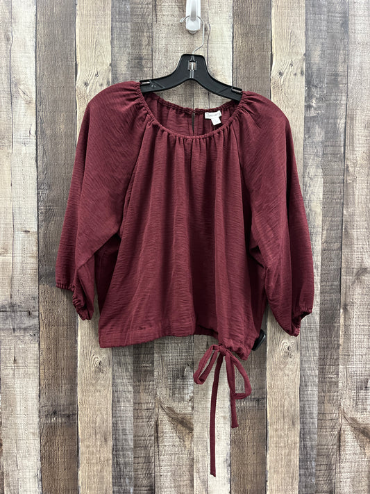 Top Long Sleeve By Nine West Apparel In Maroon, Size: L