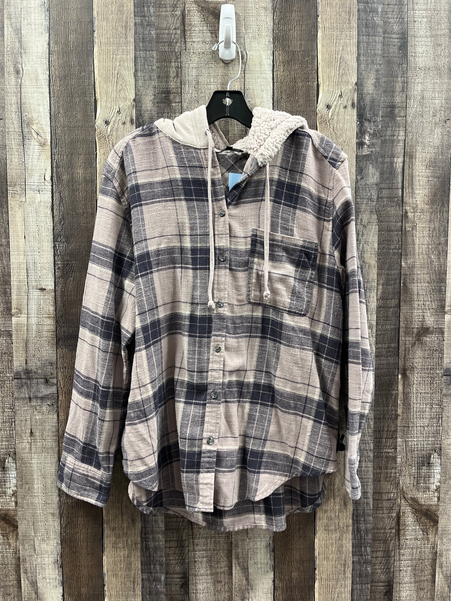 Top Long Sleeve By Love Tree In Plaid Pattern, Size: L