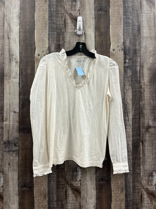 Top Long Sleeve By Loft In Cream, Size: Xs