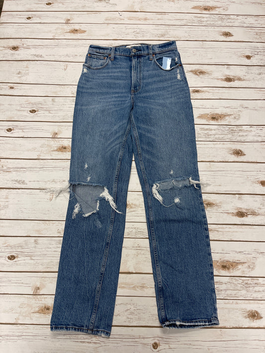 Jeans Straight By Abercrombie And Fitch In Blue Denim, Size: 4