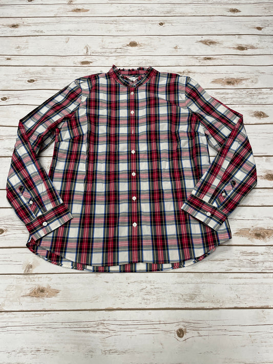 Top Long Sleeve By J. Crew In Plaid Pattern, Size: L