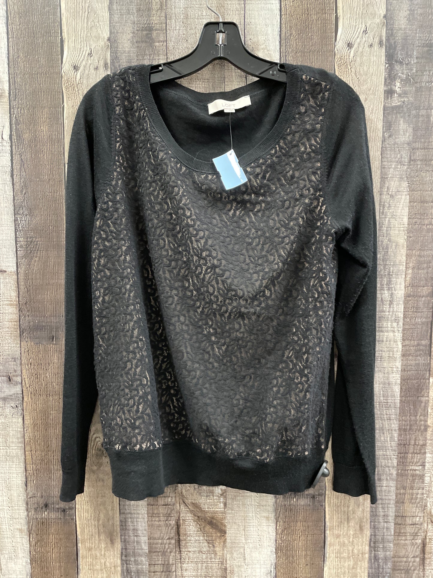 Top Long Sleeve By Loft In Black, Size: L