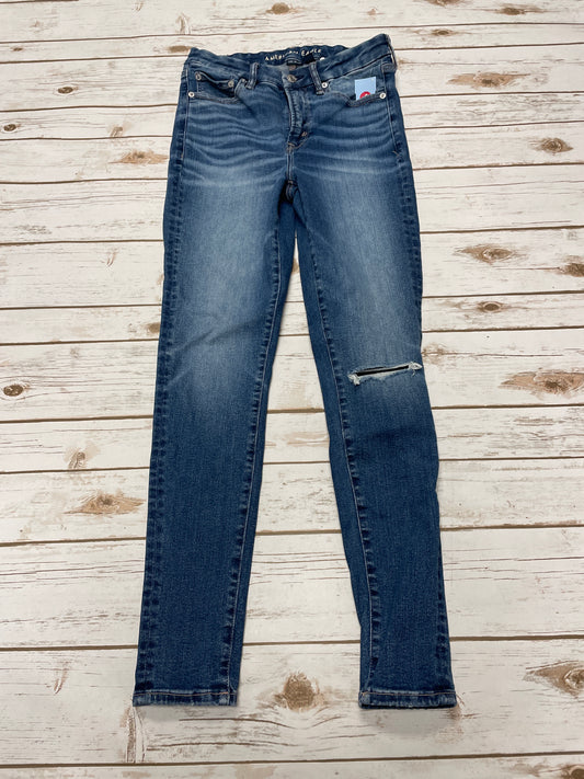 Jeans Skinny By American Eagle In Blue Denim, Size: 6