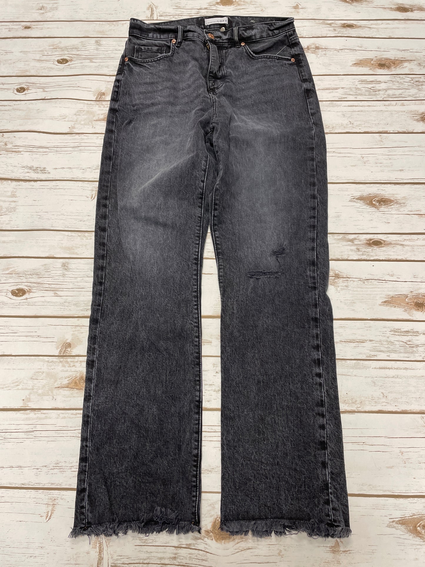 Jeans Straight By Loft In Grey Denim, Size: 4