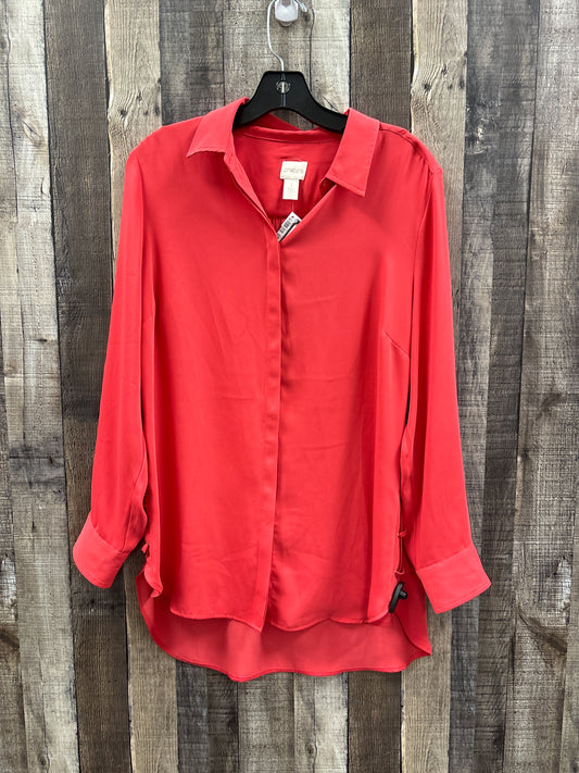 Blouse Long Sleeve By Chicos In Coral, Size: M