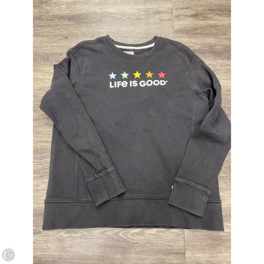 Sweatshirt Crewneck By Life Is Good In Grey, Size: L