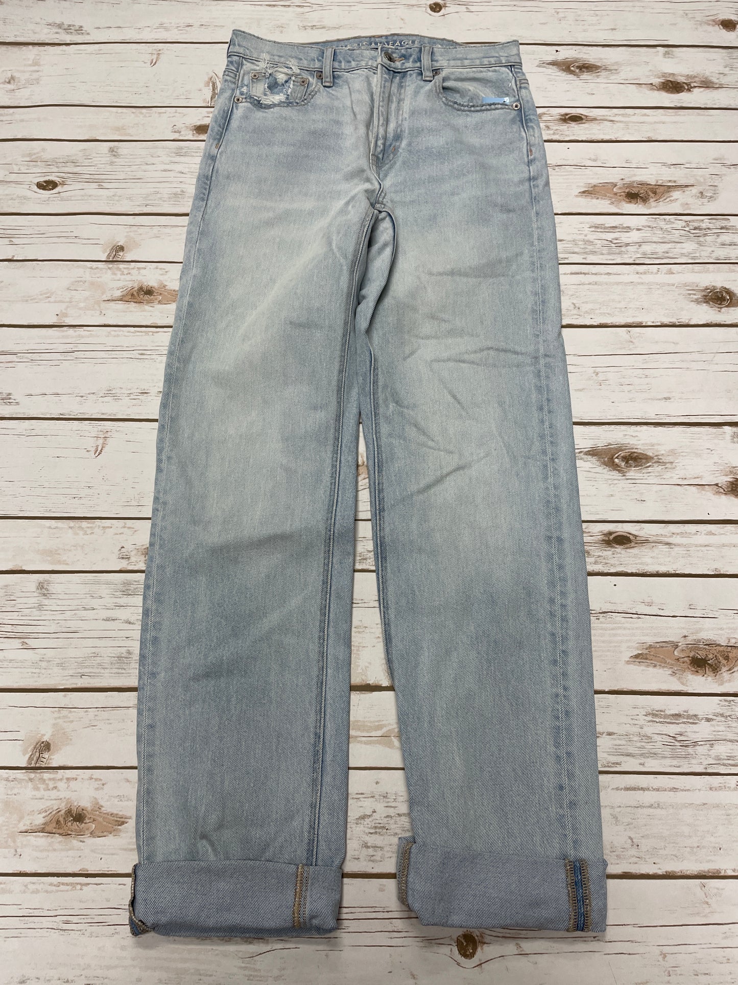 Jeans Straight By American Eagle In Blue Denim, Size: 4