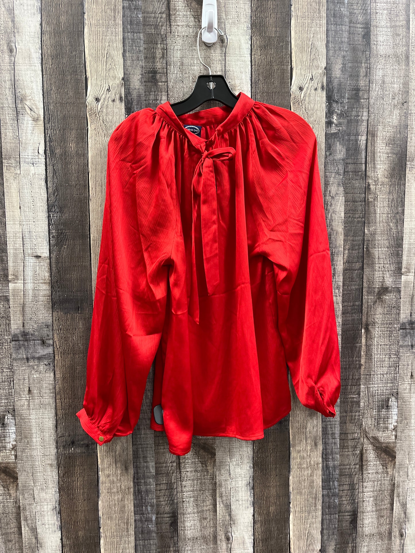 Blouse Long Sleeve By Scoop In Red, Size: M
