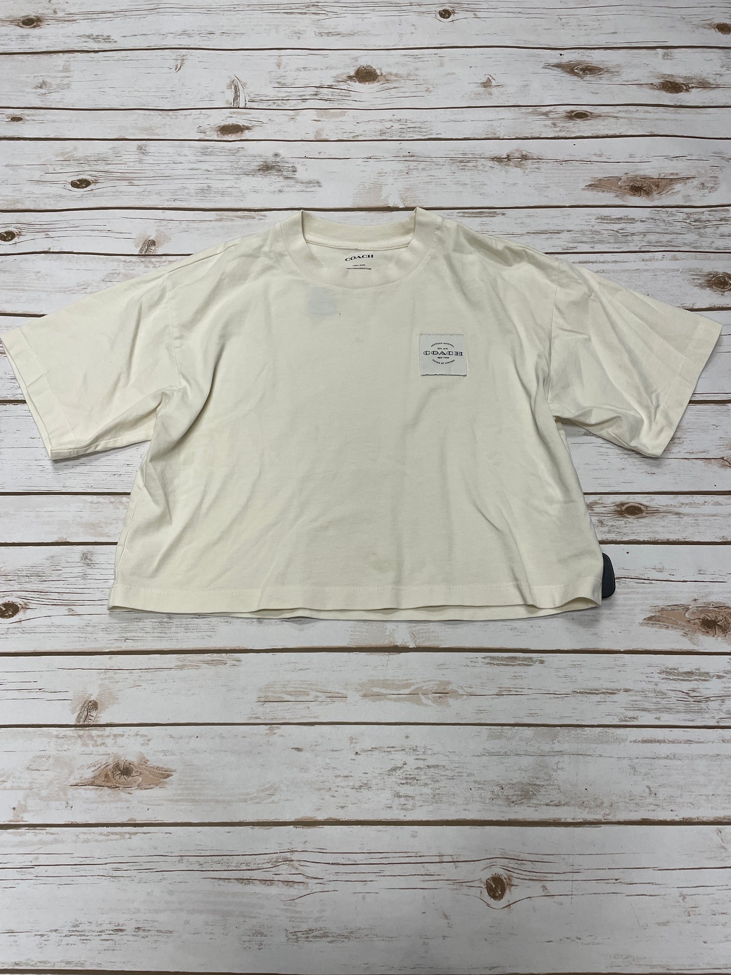 Top Short Sleeve Designer By Coach In Cream, Size: S