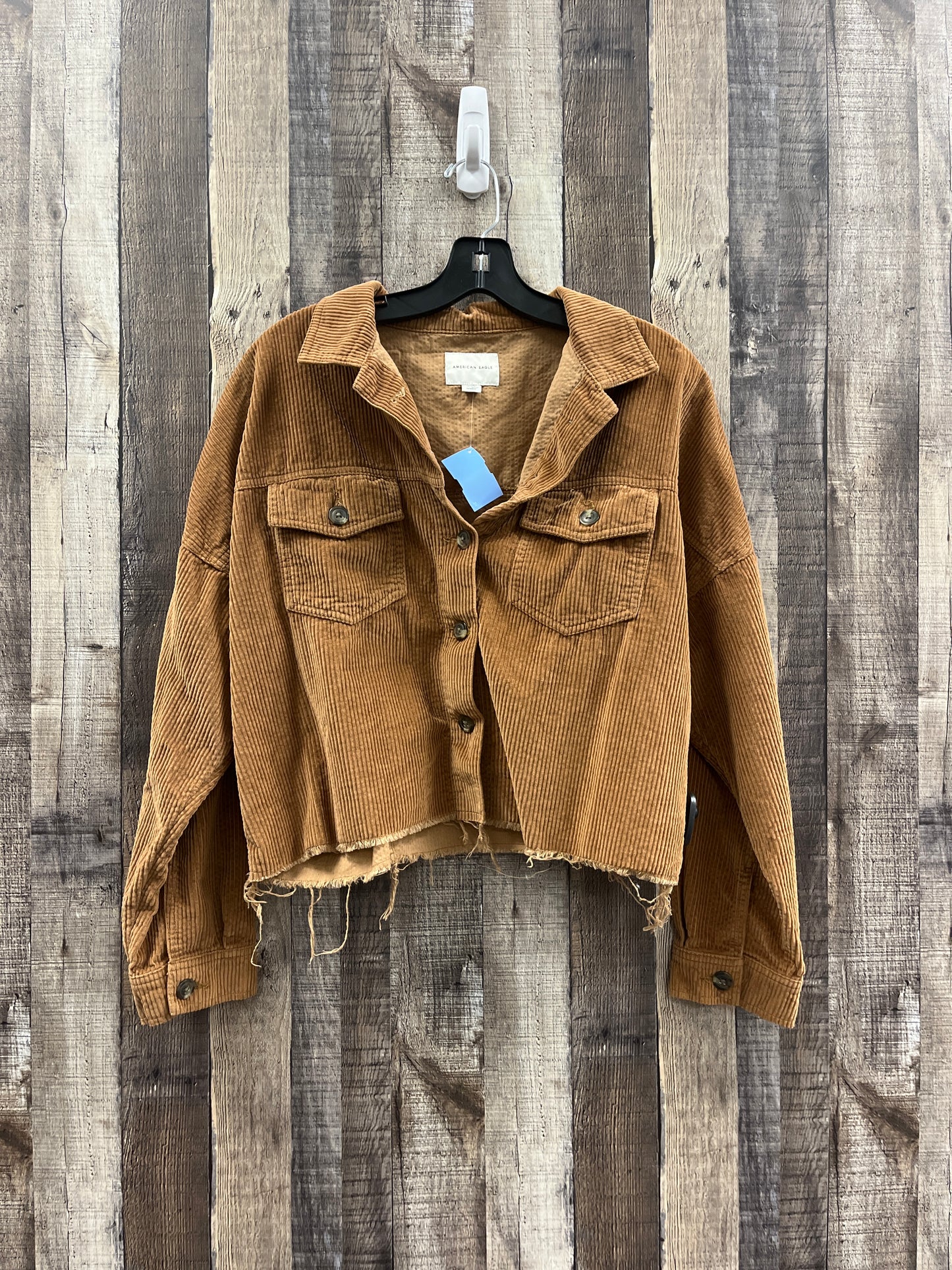 Jacket Shirt By American Eagle In Brown, Size: M