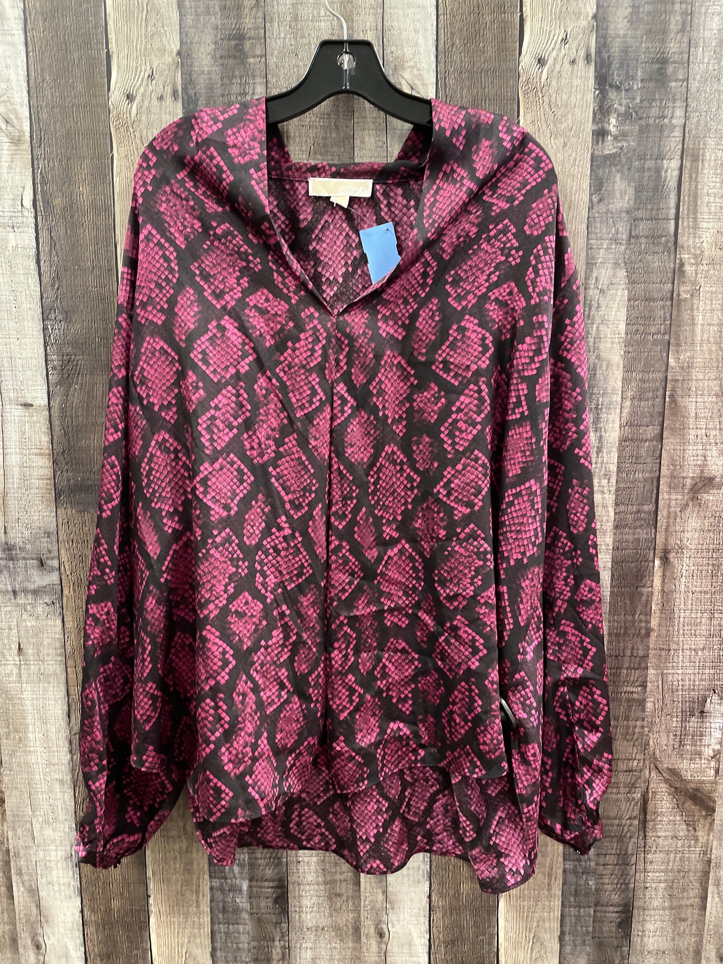 Blouse Long Sleeve By Michael By Michael Kors In Animal Print, Size: 3x