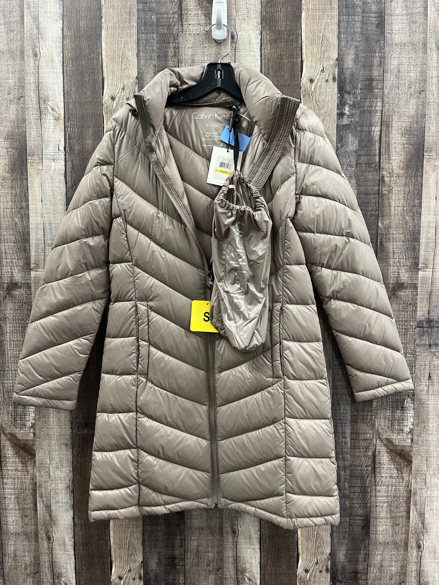 Coat Puffer & Quilted By Calvin Klein In Tan, Size: S