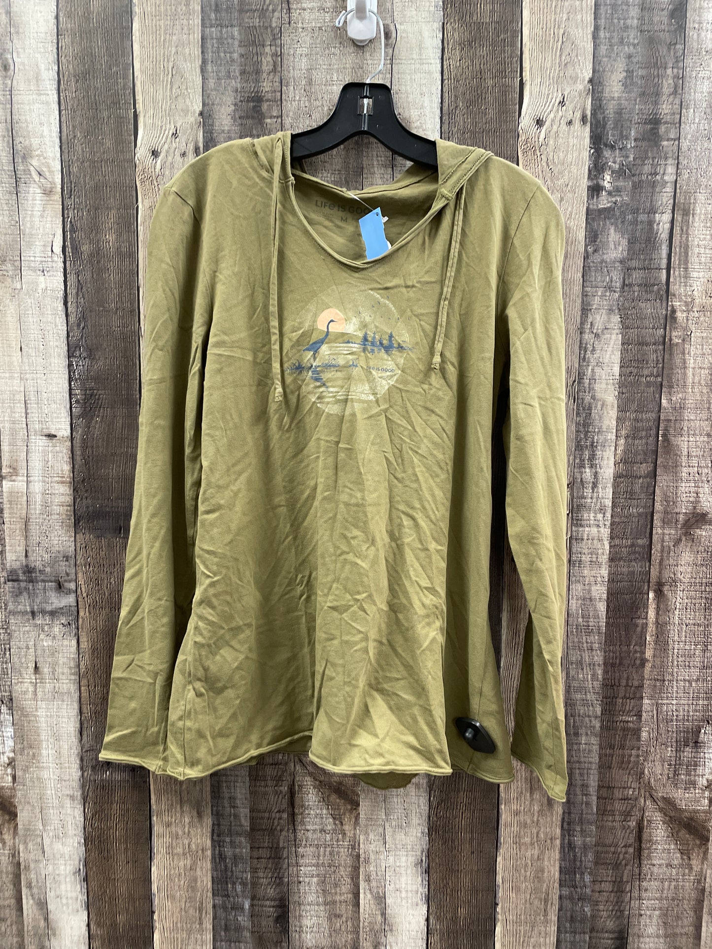 Top Long Sleeve By Life Is Good In Green, Size: M