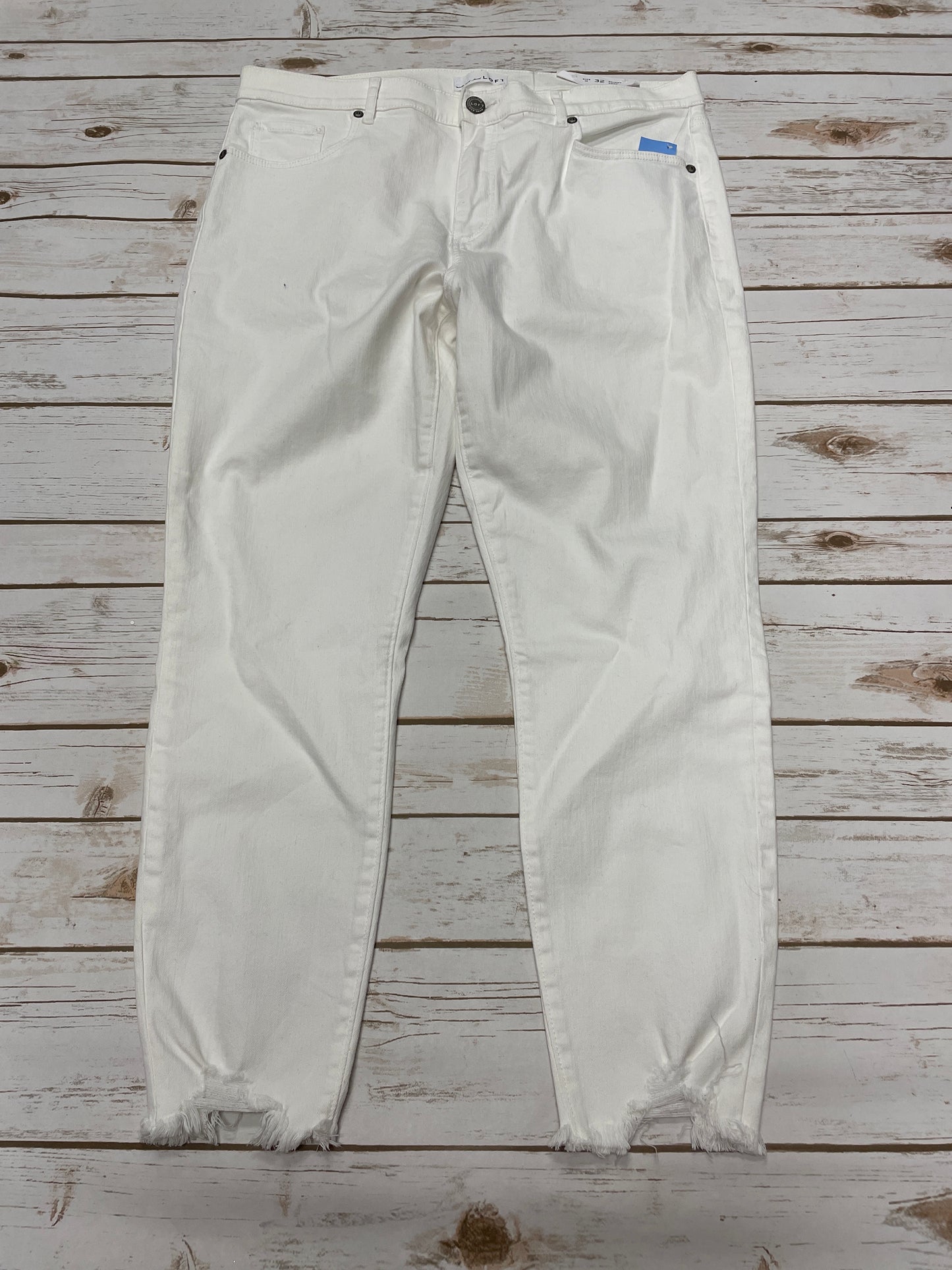 Jeans Skinny By Loft In White Denim, Size: 14