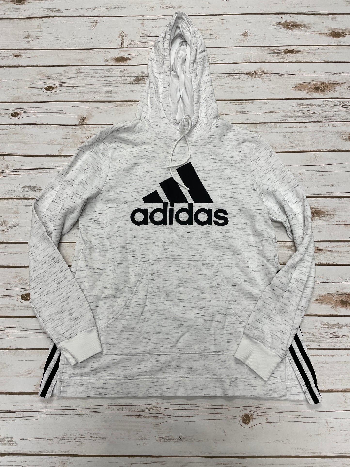 Athletic Sweatshirt Hoodie By Adidas In Grey, Size: M