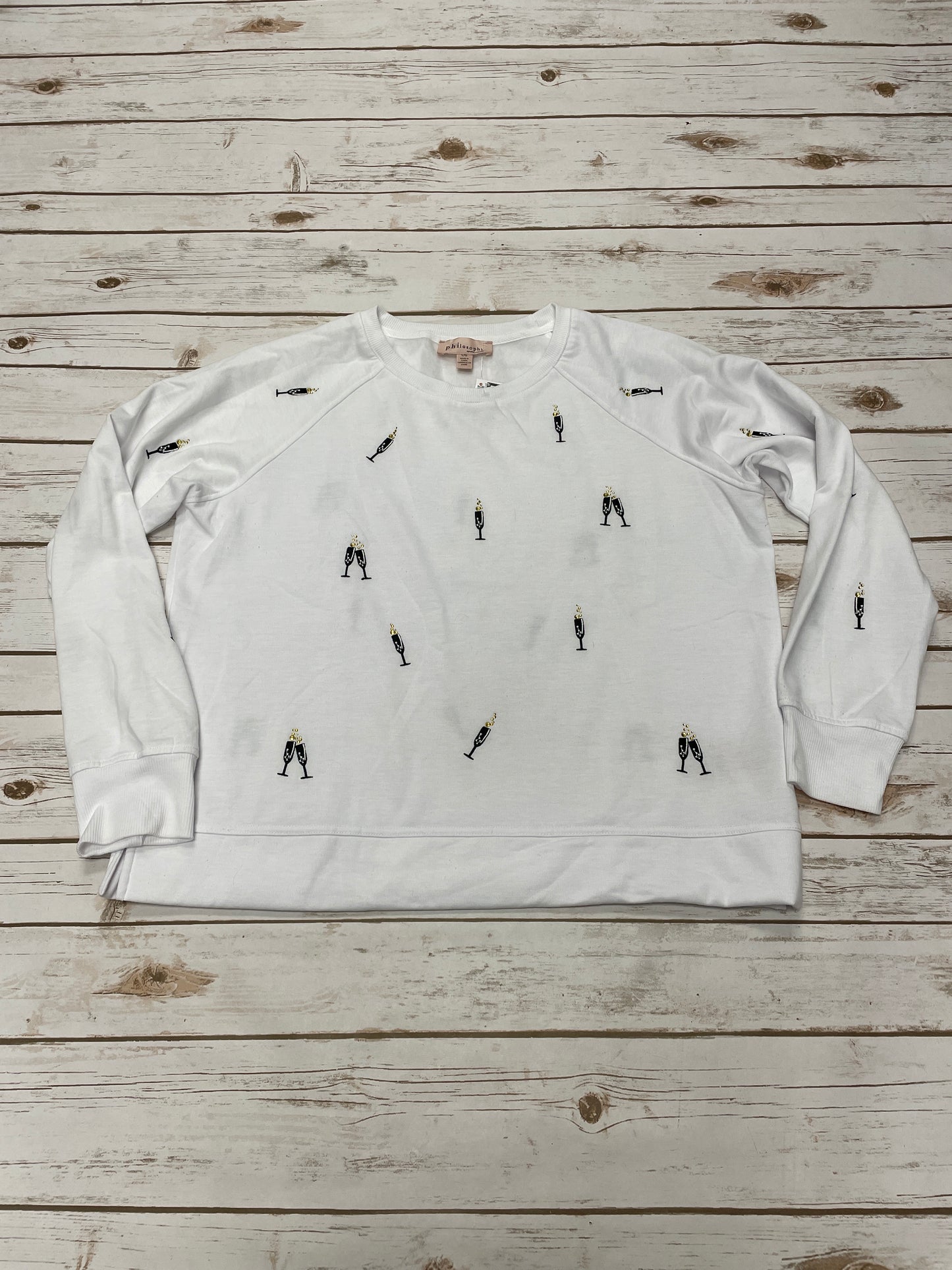 Sweatshirt Crewneck By Philosophy In White, Size: L