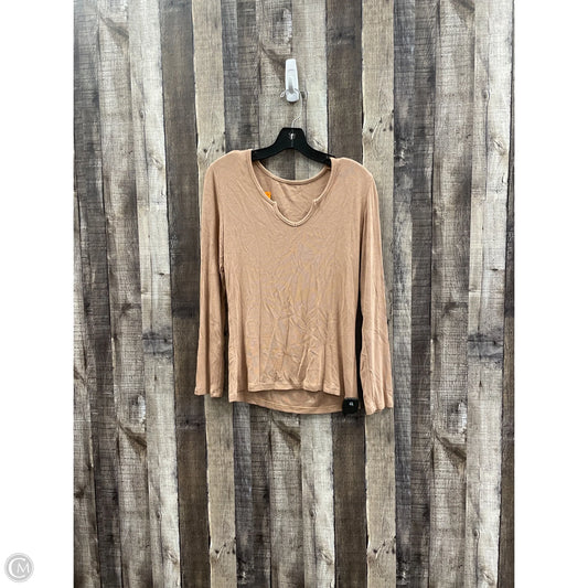 Top Long Sleeve By Cmf In Tan, Size: L