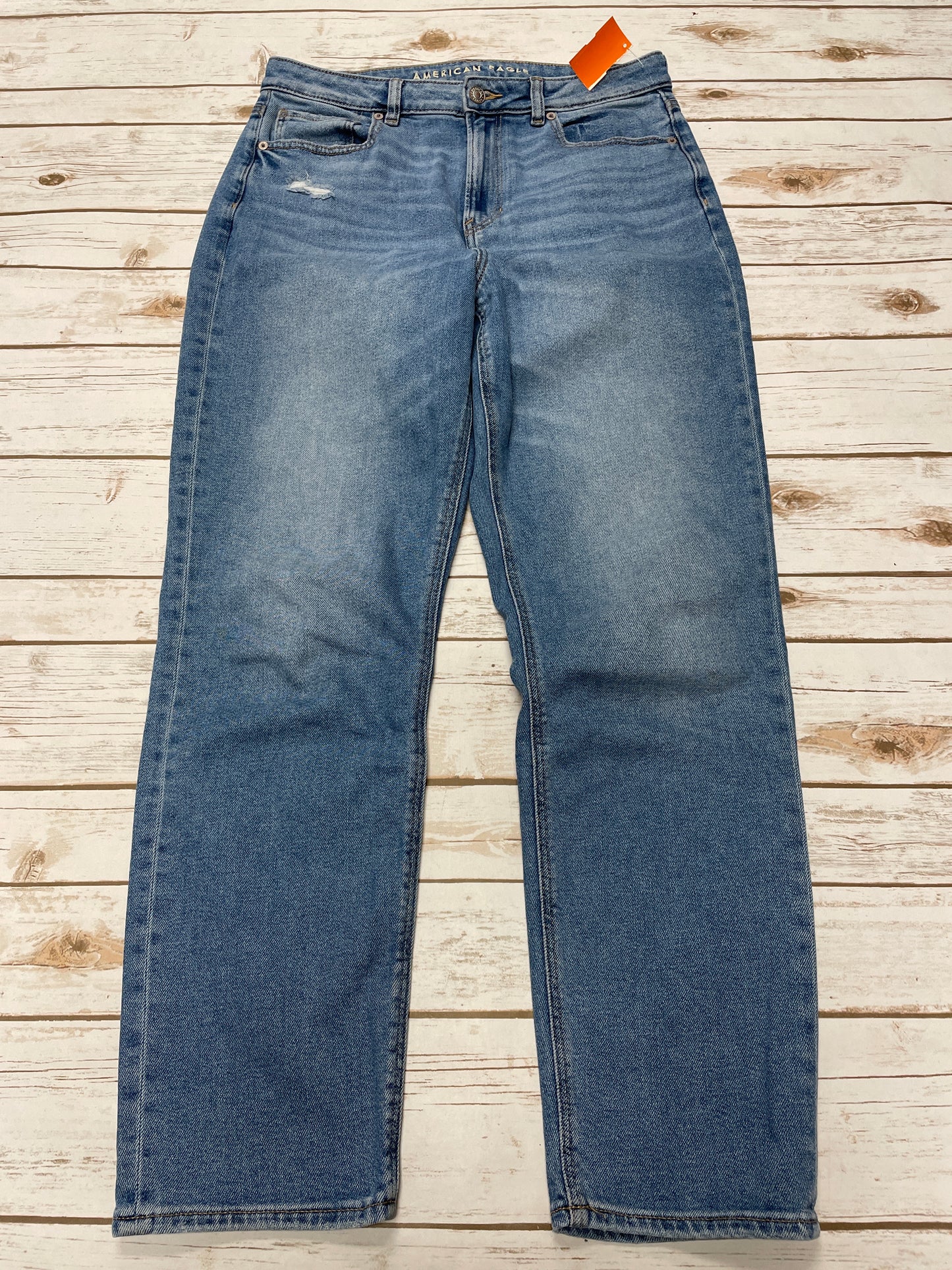 Jeans Straight By American Eagle In Blue Denim, Size: 10