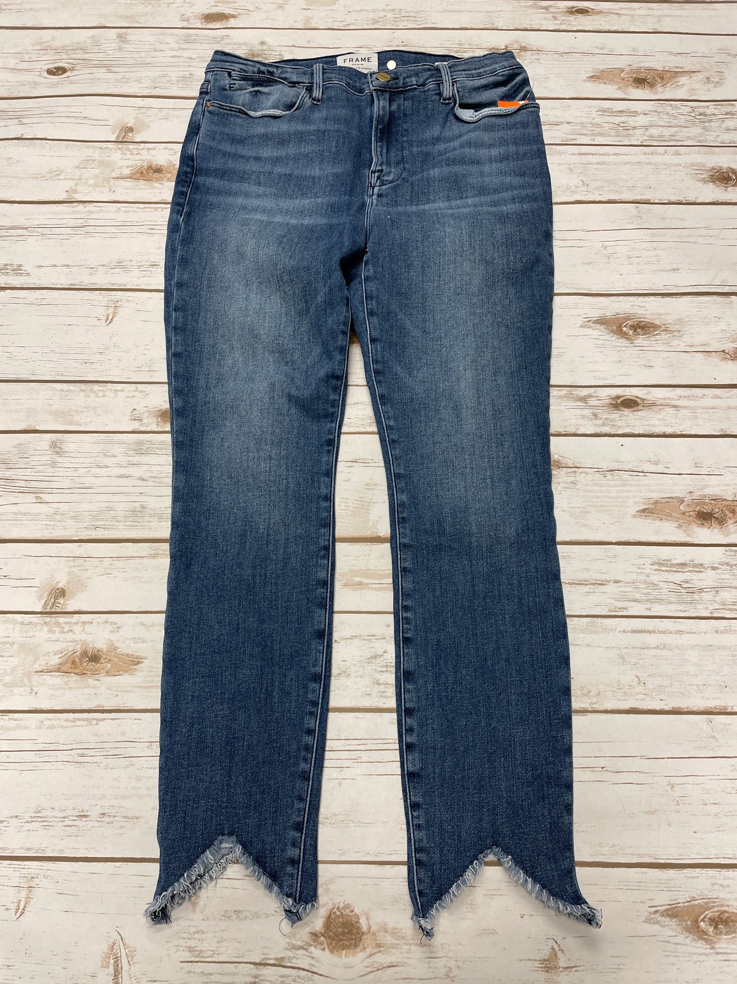 Jeans Skinny By Frame In Blue Denim, Size: 12