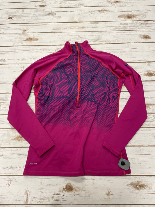 Athletic Top Long Sleeve Collar By Nike In Pink, Size: L