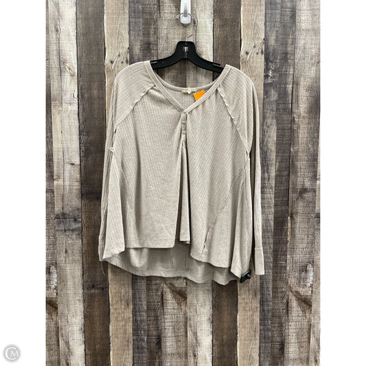 Top Long Sleeve By Cme In Taupe, Size: S